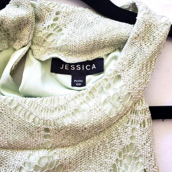 Jessica Green Metalic Ovelay Fringe Dress - Picture 5 of 6